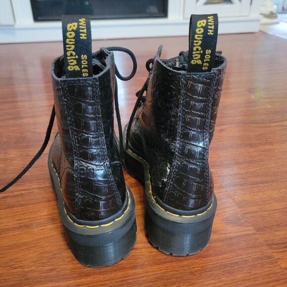 Dr Martens Black Croc Embossed Boots Leather Platforms US 5 UK 3 EU 36 - Picture 4 of 15